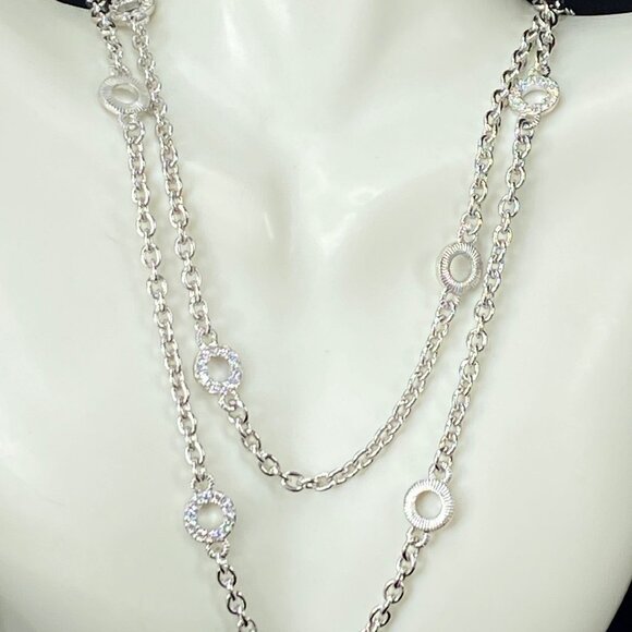 Judith Ripka Sterling Silver CZ Circle Link Necklace JR9043